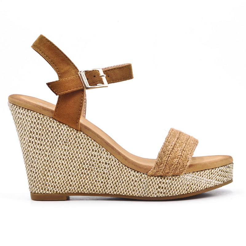 sandale compensee camel