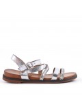 Silver flat sandal with rhinestones