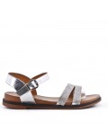 Silver flat sandal with rhinestones