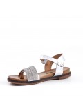 Silver flat sandal with rhinestones