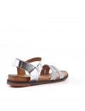 Silver flat sandal with rhinestones