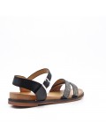 Black flat sandal with rhinestones