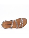 Gray comfort sandal in faux leather