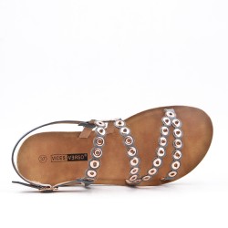 Gray comfort sandal in faux leather