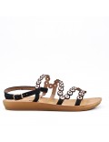 Sandale confort noire en simili cuir 