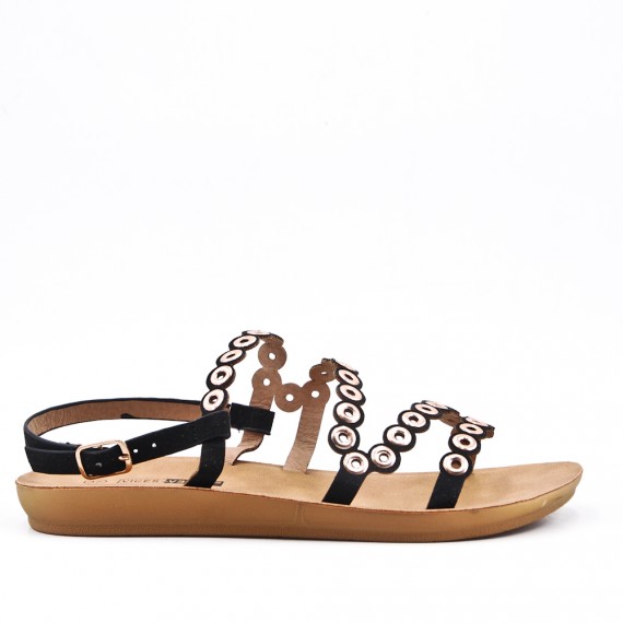 Sandale confort noire en simili cuir 