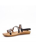 Sandale confort noire en simili cuir 