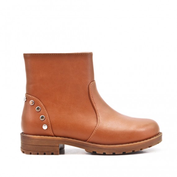 Bottine fille camel en simili cuir 