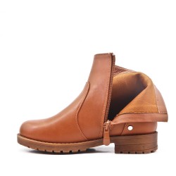 Bottine fille camel en simili cuir 