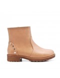 Khaki girl's imitation leather bootie