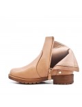 Khaki girl's imitation leather bootie