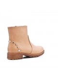 Khaki girl's imitation leather bootie