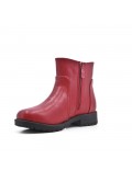 Red girl's boot in faux leather with elastic panel