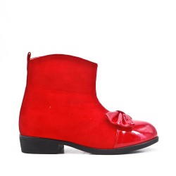 Bota chica rojo con lazo