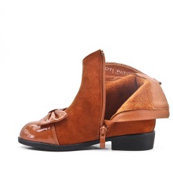 Camel girl boot with bow