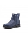 Blue girl's boot in faux leather with elastic panel