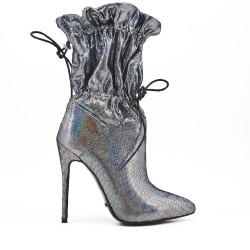 Gray ankle boot with stiletto heel