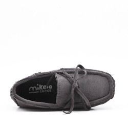 Child moccasin in gray suede faux suede