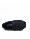 Child moccasin in blue suede faux suede