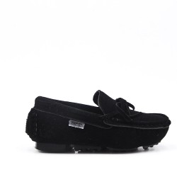 Child moccasin in black suede faux suede