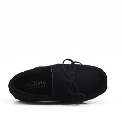 Child moccasin in black suede faux suede