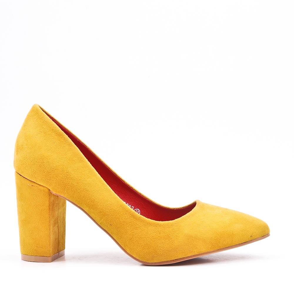 yellow suede pumps