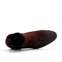 Bottine marron en simili daim avec empiècement élastique