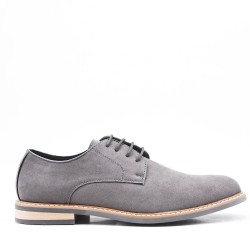 Gray derby in faux suede with lace