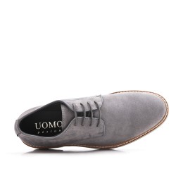 Gray derby in faux suede with lace