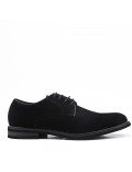 Black derby in faux suede with lace