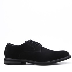 Black derby in faux suede with lace