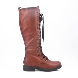 Camel faux leather boot with lace