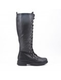 Black faux leather boot with lace