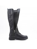 Black faux leather boot with lace