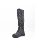 Black faux leather boot with lace