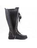 Black faux leather boot with lace