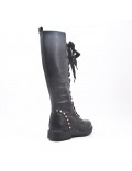 Black faux leather boot with lace