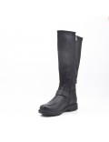 Black faux leather boot with buckled straps