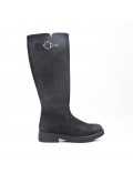 Black faux suede boot with zip closure