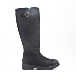 Black faux suede boot with zip closure 