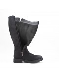 Black faux suede boot with zip closure