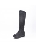 Black faux suede boot with zip closure