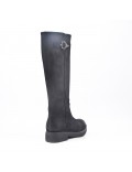 Black faux suede boot with zip closure
