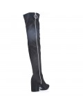 Black thigh boots in faux suede zipped on the side