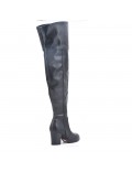 Black leather thigh boots with heel