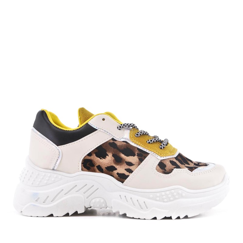 basket blanche et leopard