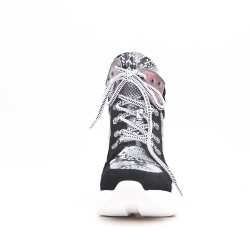Black snake print sneaker with lace