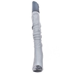 Gray pleated boots with stiletto heel