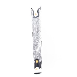 Thigh-print leatherette thigh boots