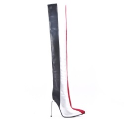 Tricolor faux leather boots with stiletto heel